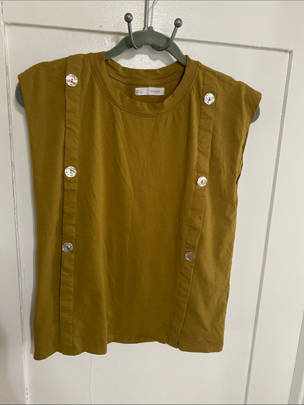 SFERRA Olive Tank Top with Decorative Buttons